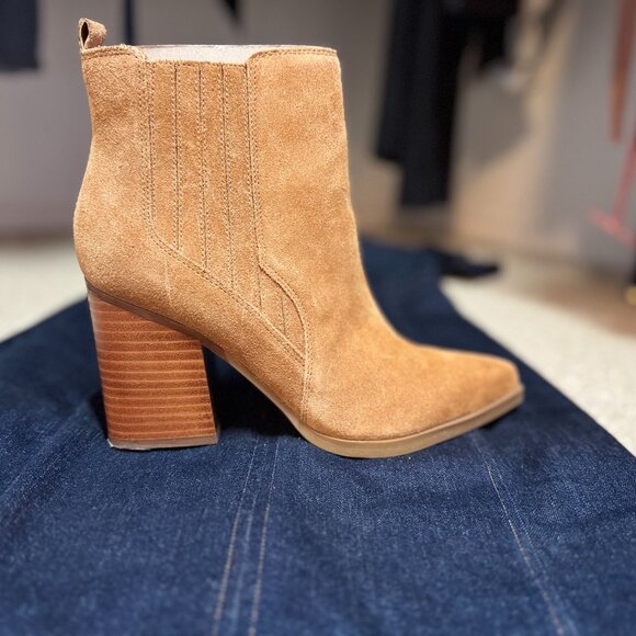 Marc Fisher Camel Suede Ankle Boots with a Western Flair! - Picture 1 of 3